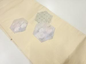 アンティーク　亀甲に菊・牡丹模様刺繍袋帯（材料）